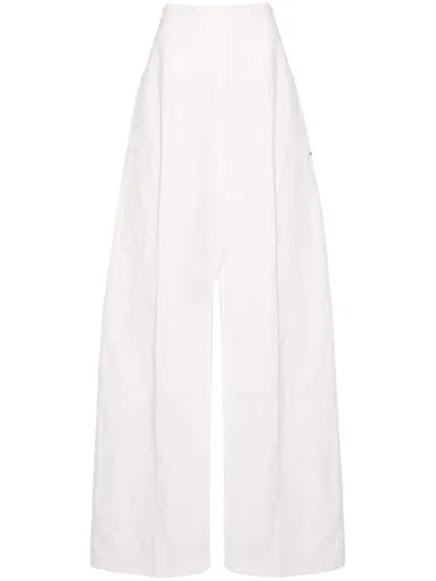 Sportmax Fashion Linen And Cotton Blend Trousers In White