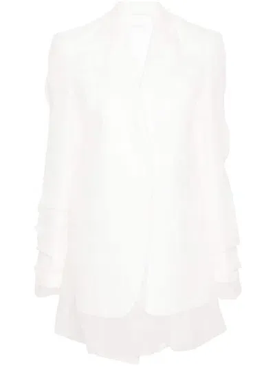 Sportmax Fashion Silk Single Breasted Jacket In White