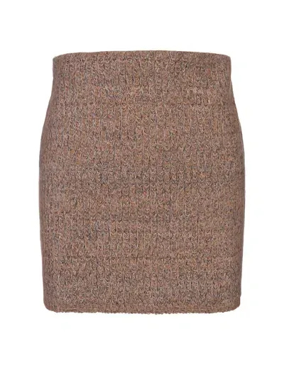 Sportmax High Waist Knitted Skirt In Brown