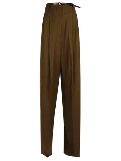 Sportmax Kiens Belted Wide Leg Pants In Brown