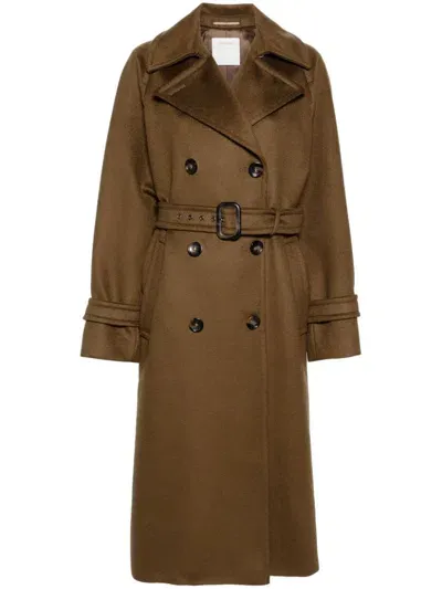 Sportmax Leandro Double-breasted Coat In Brown