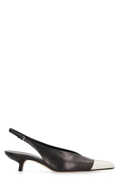 Sportmax Liuti Leather Slingback Pumps In Black