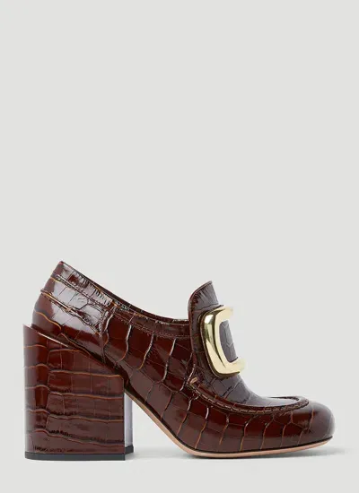 Sportmax Oliato High Heel Loafers In Brown