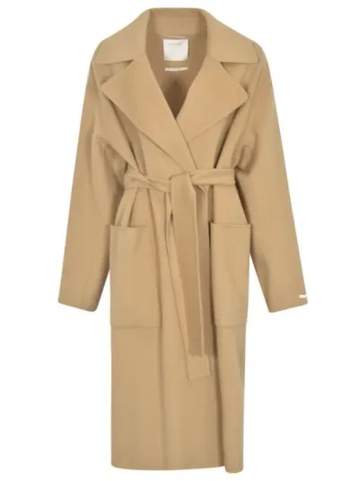 Sportmax Felted Virgin-wool Maxi Coat In Brown