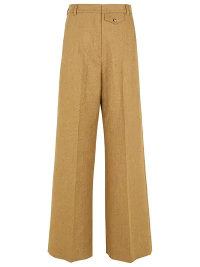 Sportmax Udente Brown Wool Blend Pants In Neutrals