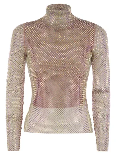 Sportmax Valdai Net Mock Up With Rhinestones In Pink