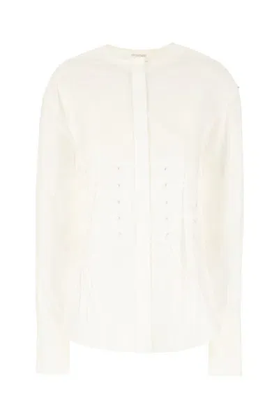 Sportmax White Stretch Cotton Blouse In 001