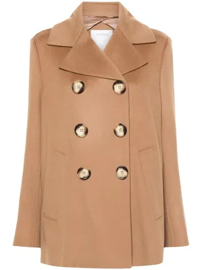 Sportmax Wool Double-breasted Coat In Brown