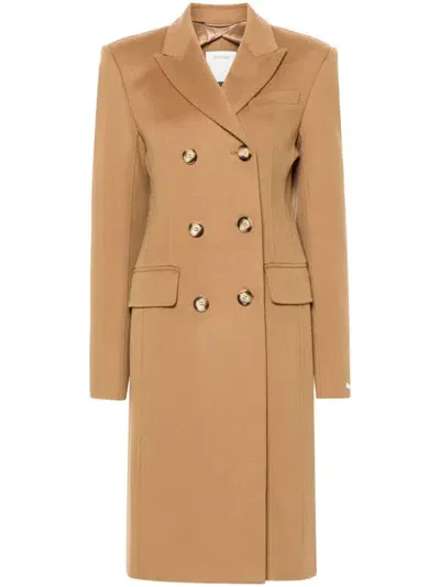 Sportmax Double-breasted Wool Coat In Brown