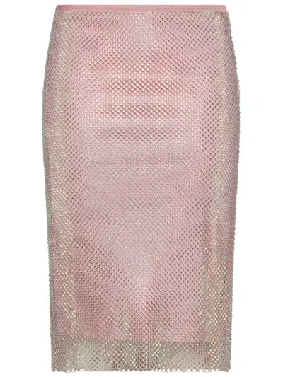 Sportmax Zinnia Midi Skirt In Tulle With Rhinestones In Purple