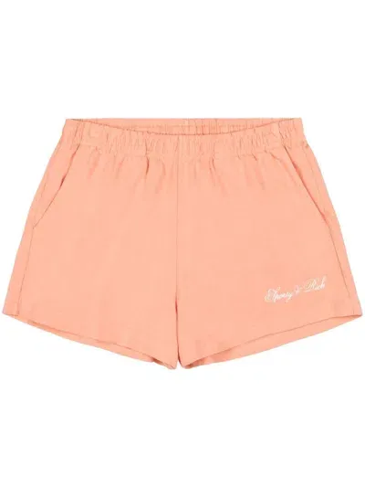 Sporty And Rich Curvise Logo Shorts Woman Peach In Cotton In Orange