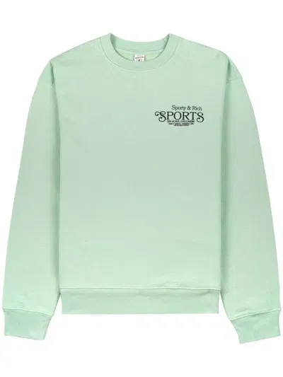 Sporty And Rich Logo-print Cotton Sweatshirt In Green