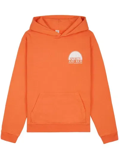 Sporty And Rich Racquet Club Cotton Hoodie In Orange