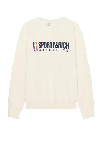 Sporty And Rich Team Logo Crewneck In Cream