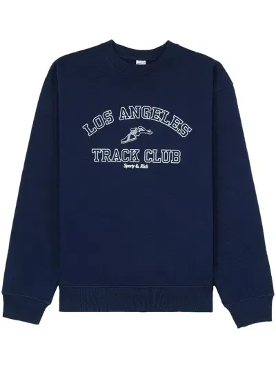 Sporty And Rich Track Club Cotton Sweatshirt In Navy