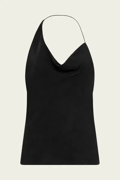 St Agni Asymm Drape Top In Washed Black