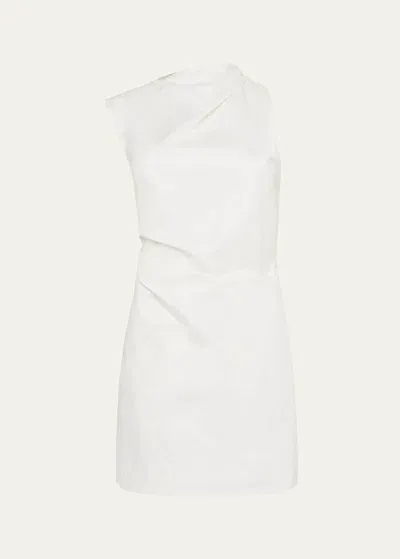 St Agni Asymmetric Cotton Mini Dress In White