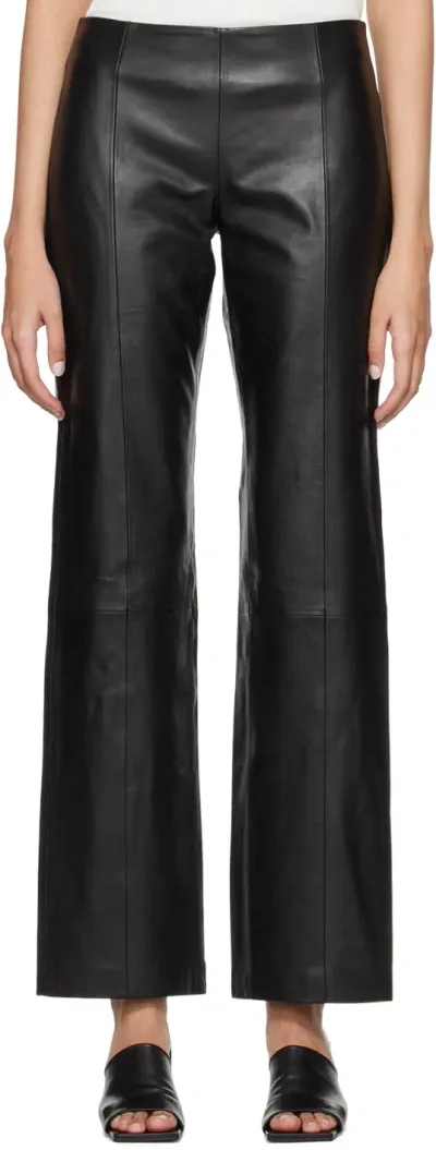 St Agni Black Straight-leg Leather Pants