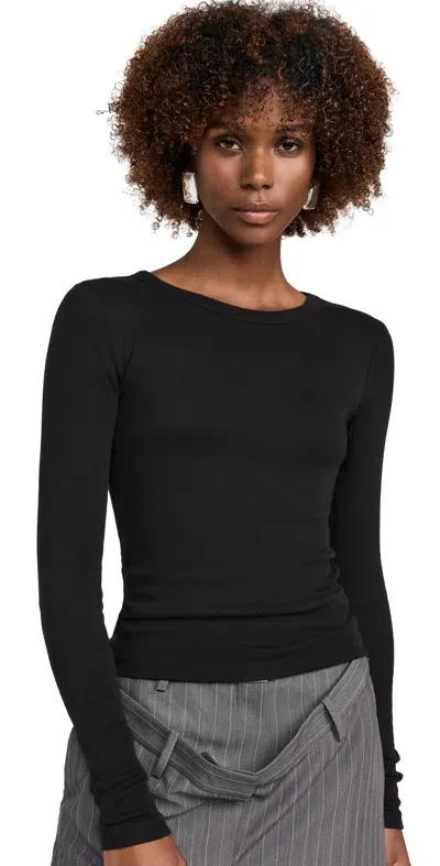 St Agni Cotton Soft Rib Long Sleeve Top Black