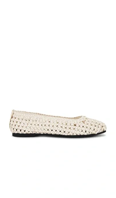 St Agni Macrame Leather Mesh Ballet Flats In White