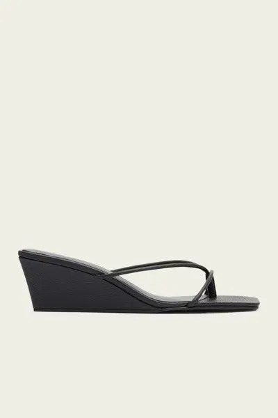 St Agni Leather Wedge Sandals In Black