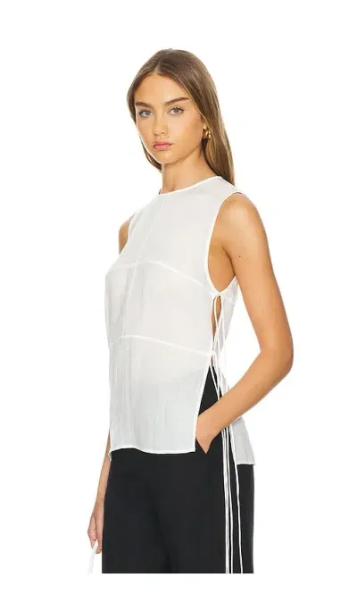 St Agni Semi Sheer Patchwork Top In White