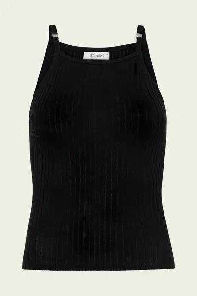 St Agni Square Tank In Black