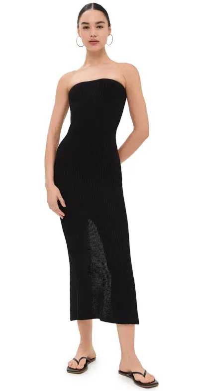 St Agni Textured Knit Column Dress Black