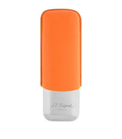 St Dupont S. T. Dupont Calf Leather 2-cigar Case In Orange