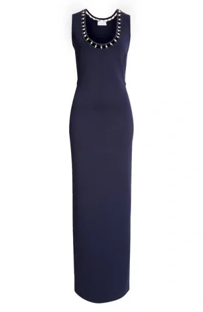 St John St. John Collection Embellished Milano Knit Gown In Navy