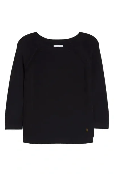 St John St. John Collection Fine Gauge Raglan Sleeve Sweater In Carbon