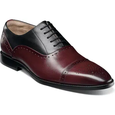 Stacy Adams Reynolds Cap Toe Oxford In Burgundy Multi