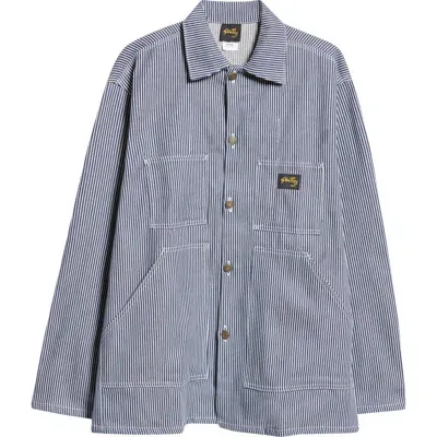 Stan Ray Pinstripe Cotton Button-up Shop Jacket In Hickory Stripe