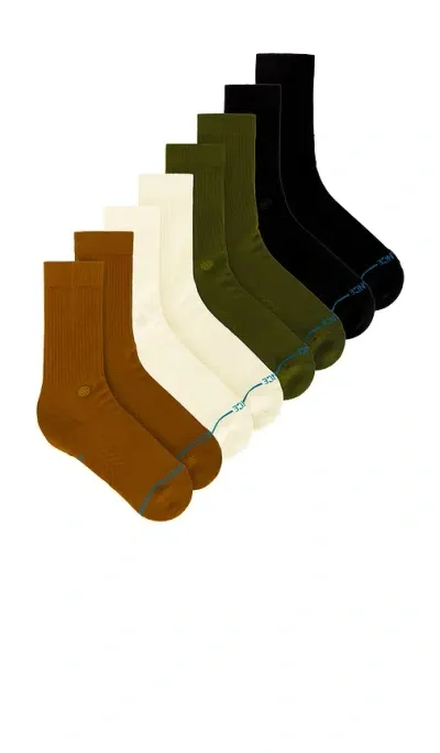 Stance Icon Crew 4 Pack Socks In 金色