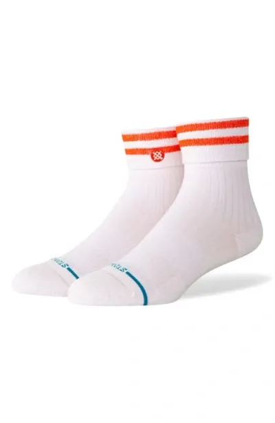 Stance Stripe Roll Cuff Quarter Socks In Pinkfade