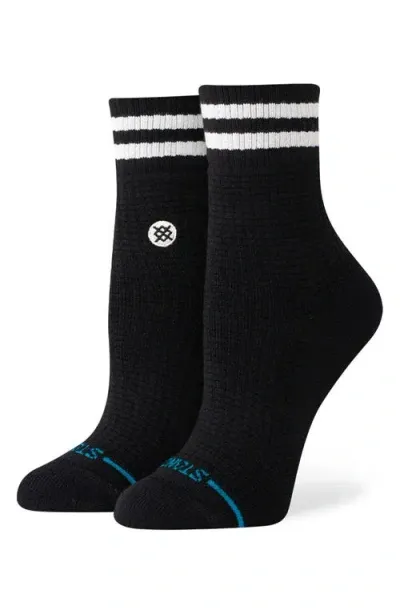 Stance Waffles & Butter Cotton Blend Quarter Crew Socks In Black