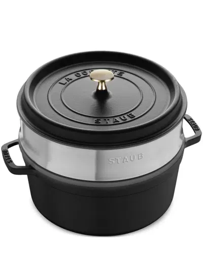 Staub Cast Iron Casserole With Steaming Basket (24cm) In Black