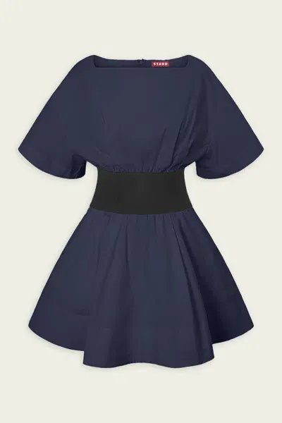 Staud Amy Mini Dress In Navy Black In Blue