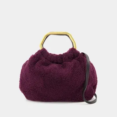 Staud Camille Shearling Bag In Red