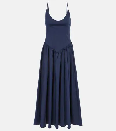 Staud Dena Cotton Midi Dress In Blue