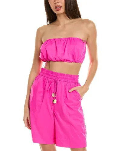 Staud Gigi Strapless Taffeta Bandeau Bra Top In Pink