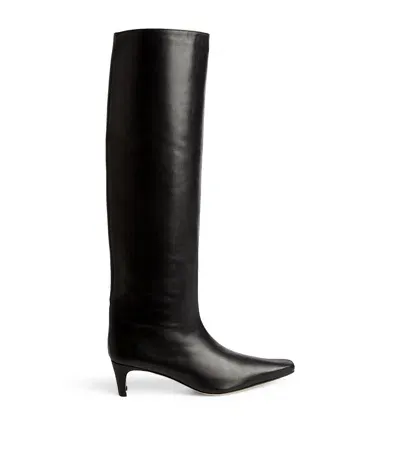 Staud Leather Wally Knee-high Boots 55 In Black