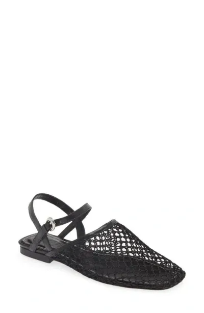 Staud Rete Slingback Flat In Black Netting