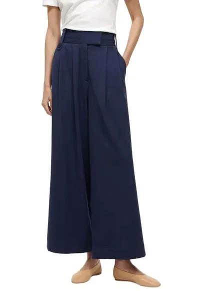 Staud Ruth Wide Leg Pant In Navy In Blue