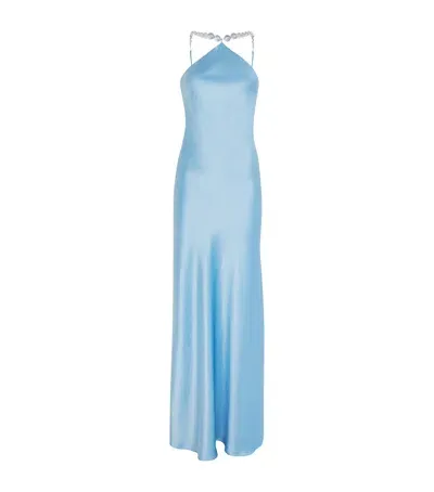 Staud Satin Cadence Maxi Dress In Blue