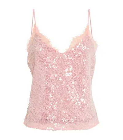 Staud Keiza Sequinned Tank Top In Pink