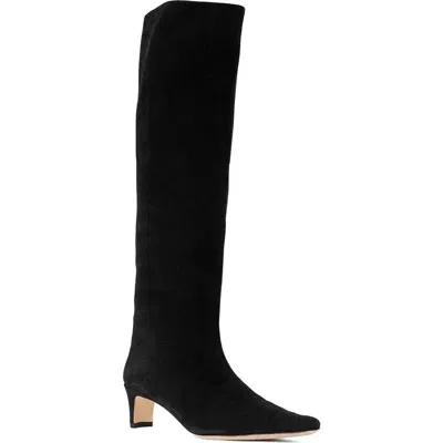 Staud Wally Knee High Boot In Black Suede