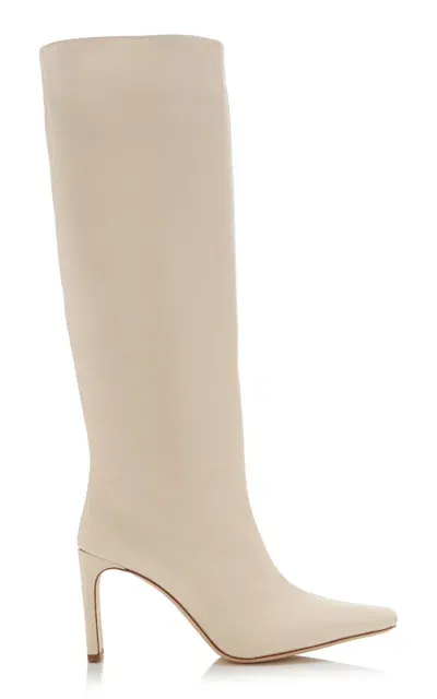 Staud Wally Leather Knee Boots In White