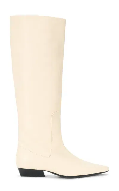 Staud Wally Leather Knee Boots In White