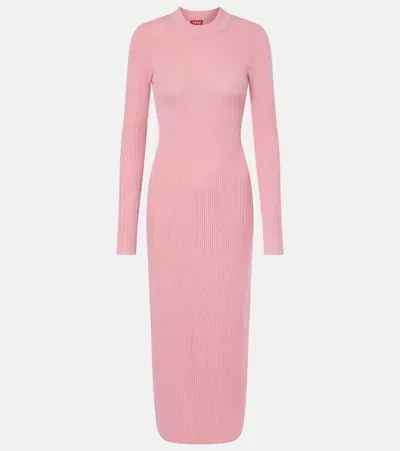 Staud Wool-blend Midi Dress In Pink